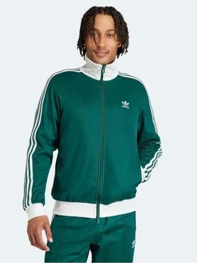 Adidas Originals CLASSIC Track Top Beckenbauer Jacket Green/White IY9878 Sz M